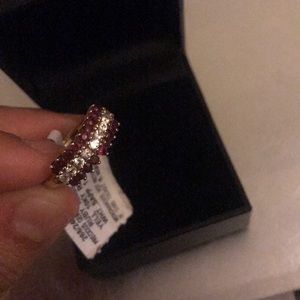 10KyellowGold Precious Ruby ring w/white sapphires